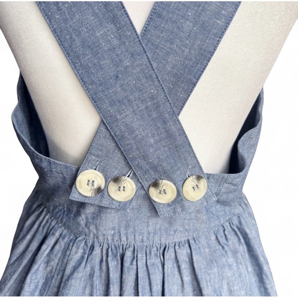 Free People Mini‎ Dress Blue Chambray Sz S Summer Vacation Cute Romantic Boho - Picture 13 of 15